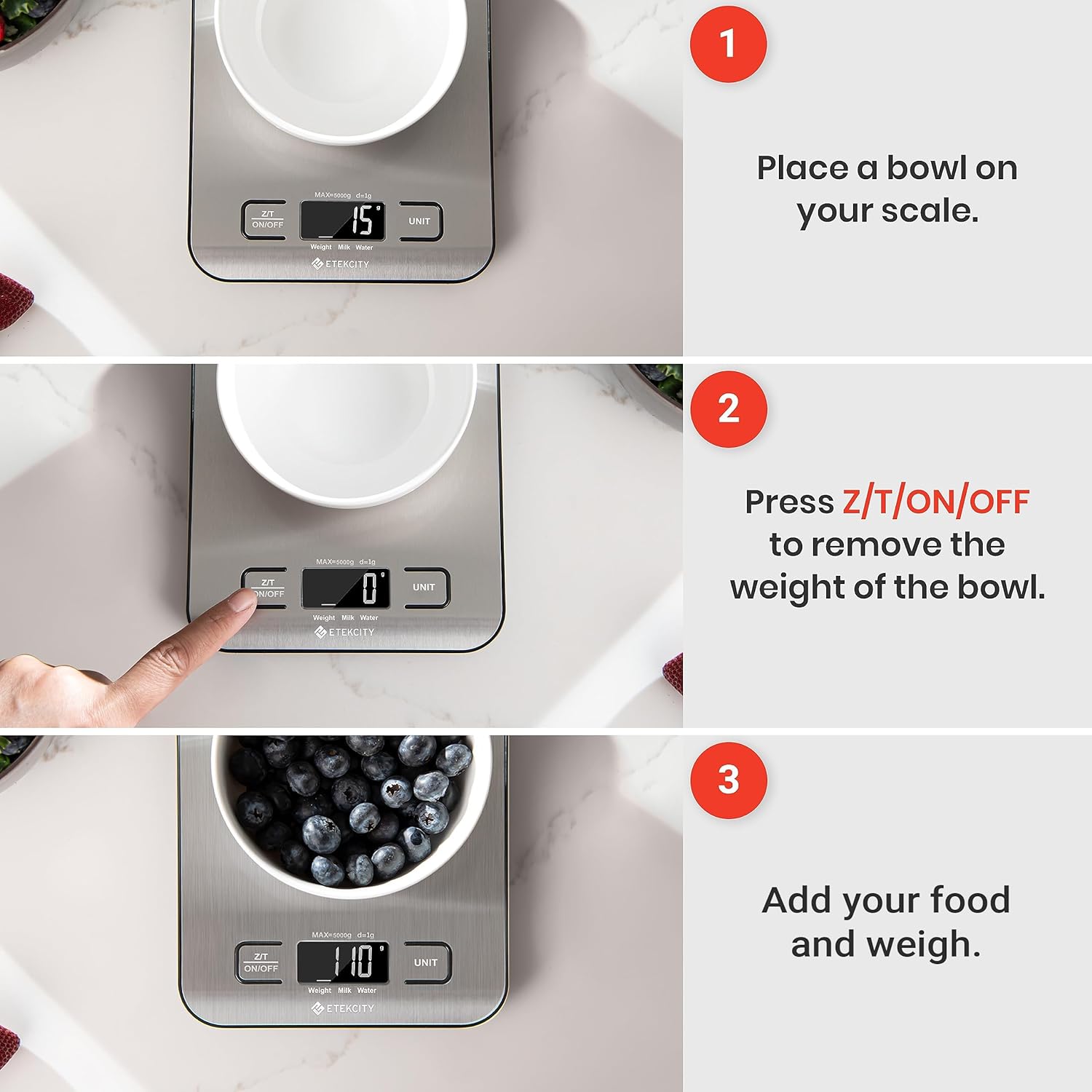 Etekcity Food Kitchen Scale 304 Stainless Steel 11lb